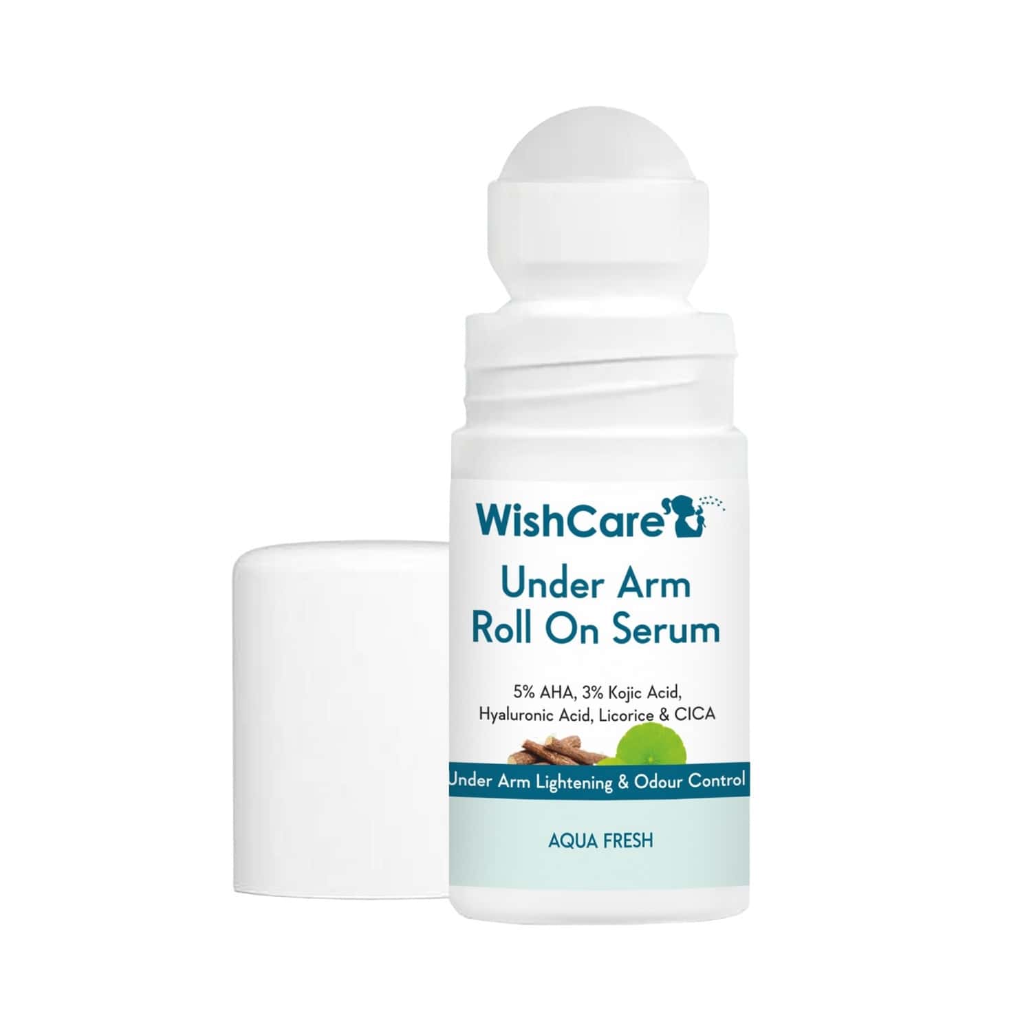 Wishcare Under Arm Roll On Serum - 5% Aha, 3% Kojic Acid - Underarm Lightening & Odour Control -aqua