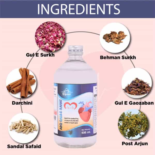 Cipzer Arq Qalb-E-Rahat 500Ml | Herbal Tonic For Heart Health| Cholesterol & Circulation Support