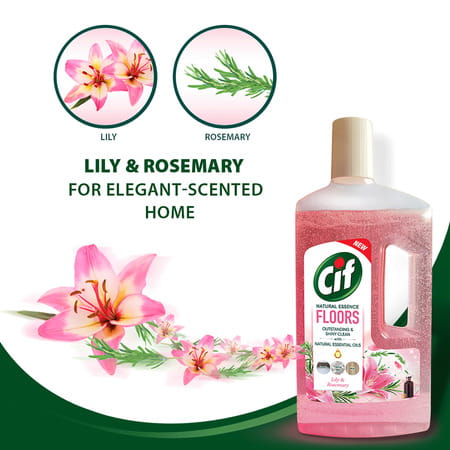 Cif Natural Essence Floor Cleaner For Tough Stains Lily & Rosemary Scent 997ml