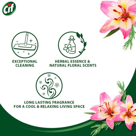 Cif Natural Essence Floor Cleaner For Tough Stains Lily & Rosemary Scent 997ml