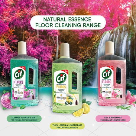 Cif Natural Essence Floor Cleaner For Tough Stains Lily & Rosemary Scent 997ml
