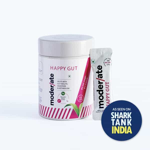 Moderate Happy Gut Supplement |Promotes Gut Health| 20 Billion Cfu, 9 Diverse Probiotics + Prebiotic