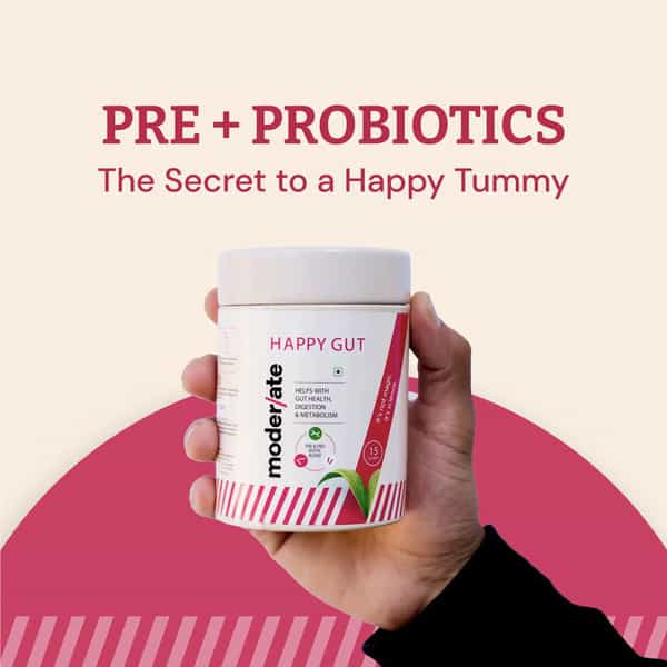 Moderate Happy Gut Supplement |Promotes Gut Health| 20 Billion Cfu, 9 Diverse Probiotics + Prebiotic