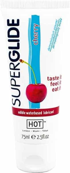 Hot Superglide Cherry Water Based Lubricant Tube Of 75 Ml