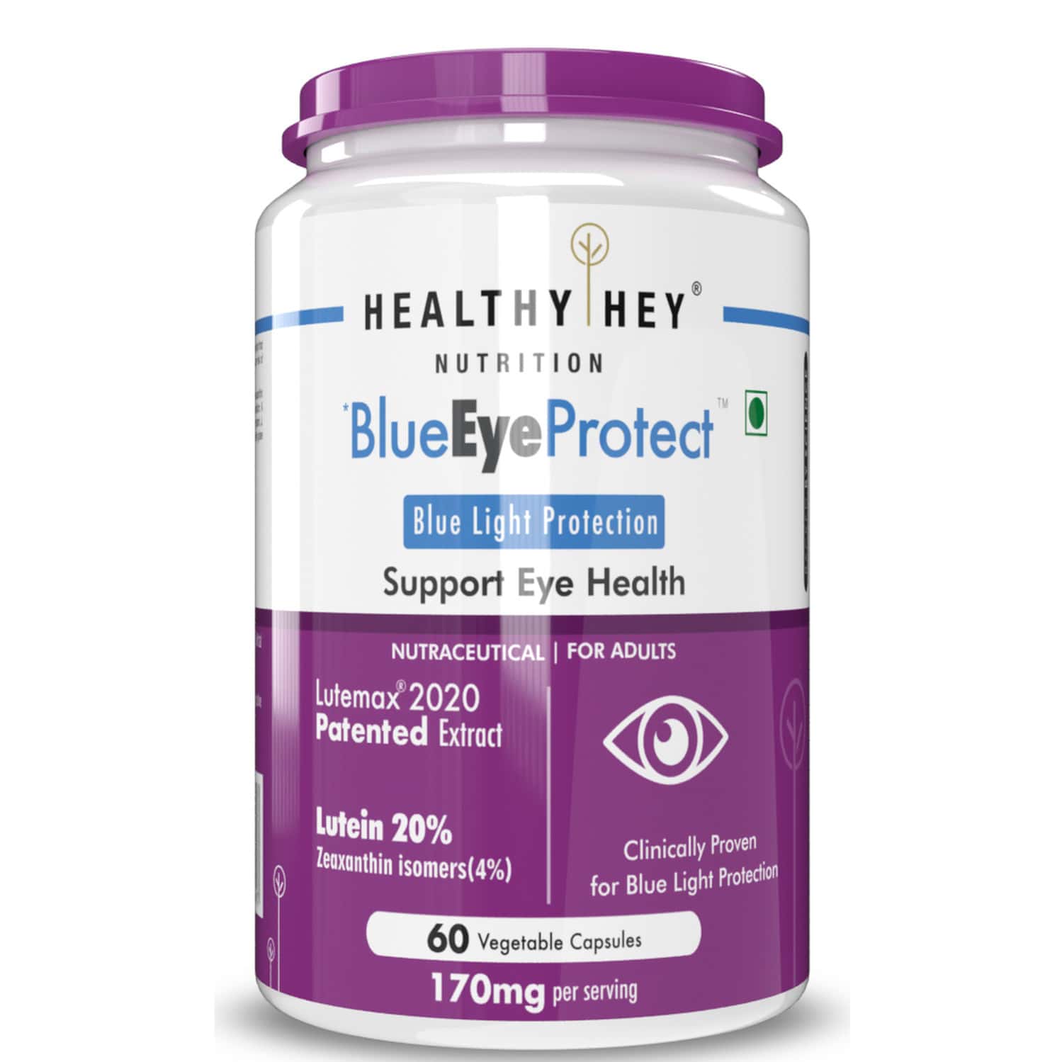 Healthyhey Blueeyeprotect Natural Lutein And Zeaxanthin - 60 Veg. Capsules