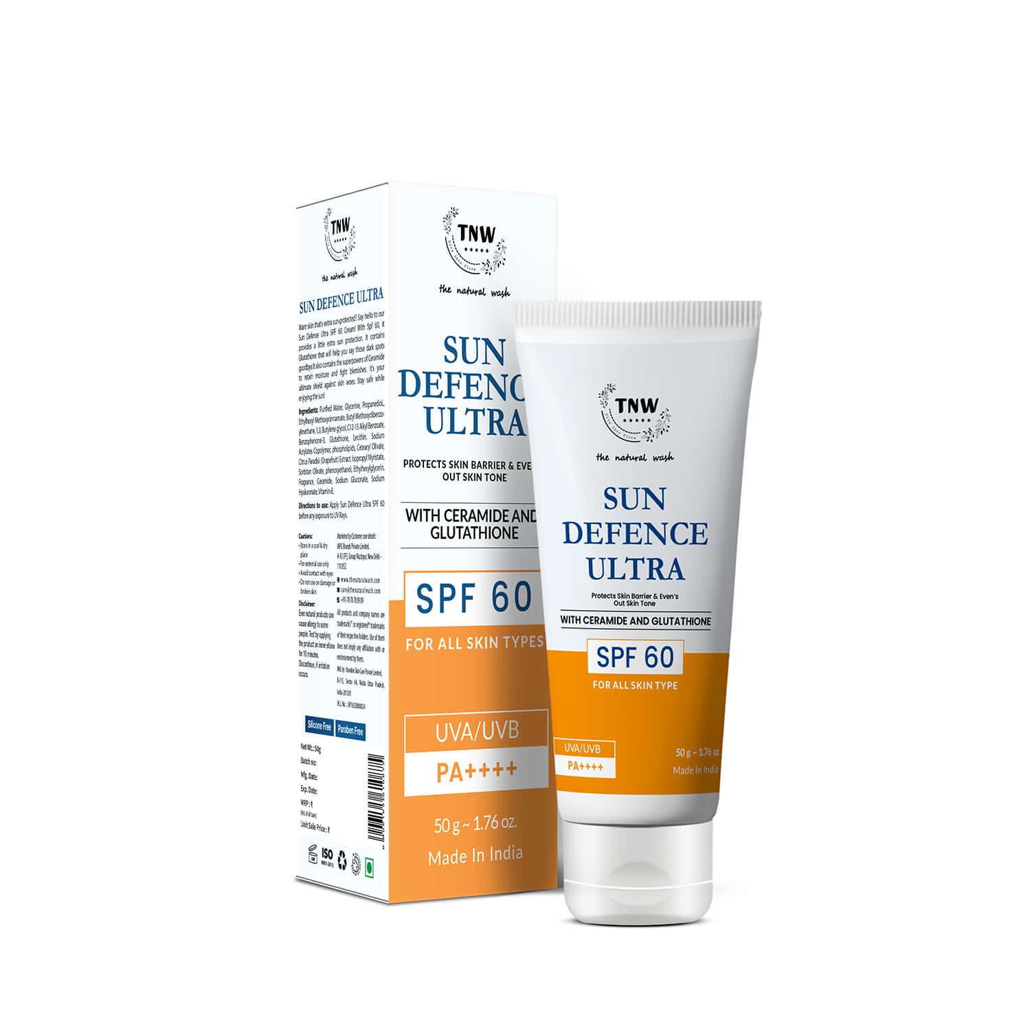 Tnw The Natural Wash Sun Defence Spf 60 Cream | Uva/Uvb Protection & No White Cast 50 Gm