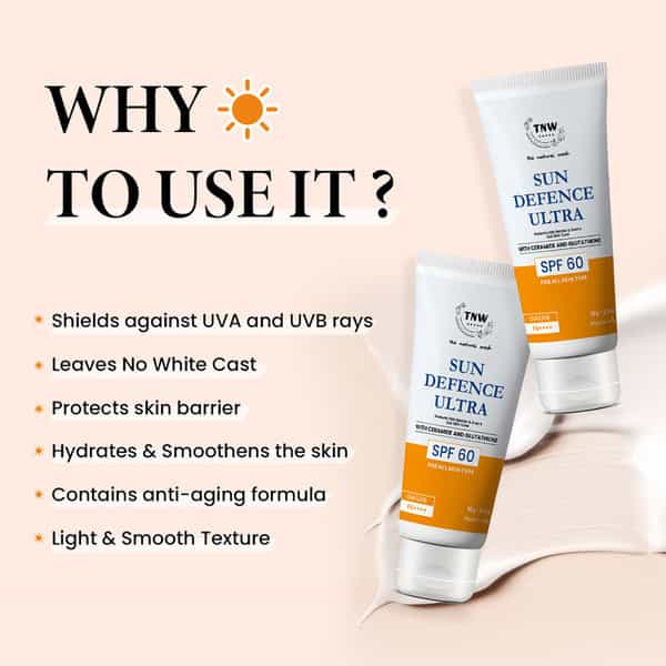 Tnw The Natural Wash Sun Defence Spf 60 Cream | Uva/Uvb Protection & No White Cast 50 Gm