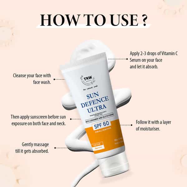 Tnw The Natural Wash Sun Defence Spf 60 Cream | Uva/Uvb Protection & No White Cast 50 Gm