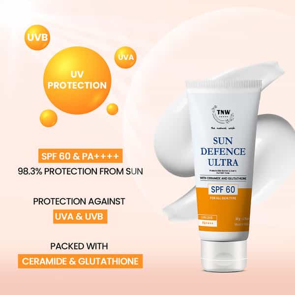 Tnw The Natural Wash Sun Defence Spf 60 Cream | Uva/Uvb Protection & No White Cast 50 Gm