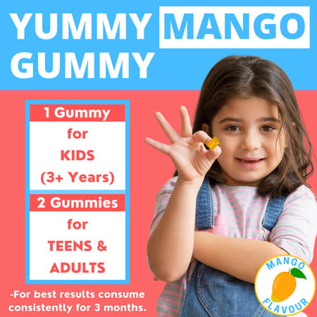 Nutrabud Multivitamin Gummies | No Sugar | Immunity | Growth & Energy | Mango Flavor | 60 Gummies