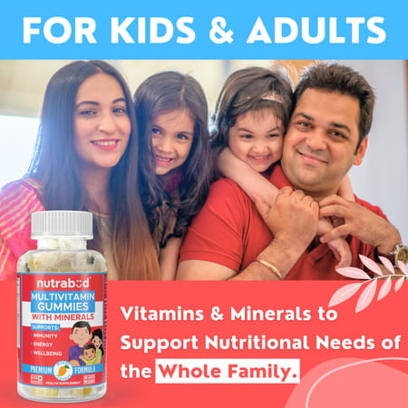 Nutrabud Multivitamin Gummies | No Sugar | Immunity | Growth & Energy | Mango Flavor | 60 Gummies