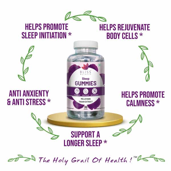 Bliss Welness Calm Bliss Sleep Gummies | Better Sleep Cycle | Melatonin 10Mg (Mixed Fruit Veg) - 30N