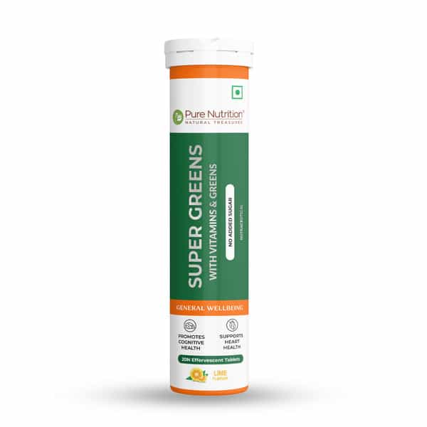 Pure Nutrition Super Greens 20 Effervescent Tablets With Vitamins | Herbs & Superfoods (20 Tablets)