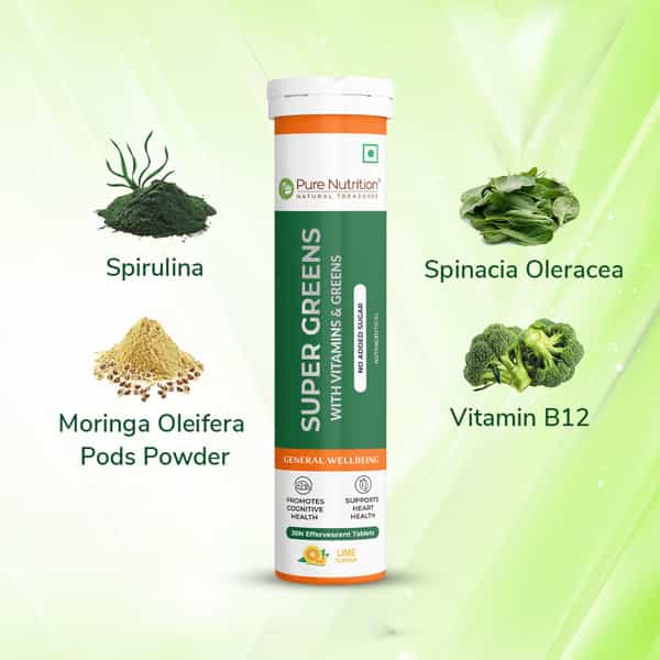 Pure Nutrition Super Greens 20 Effervescent Tablets With Vitamins | Herbs & Superfoods (20 Tablets)