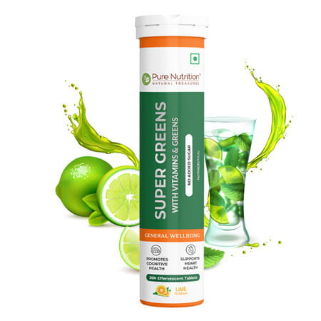 Pure Nutrition Super Greens 20 Effervescent Tablets With Vitamins | Herbs & Superfoods (20 Tablets)