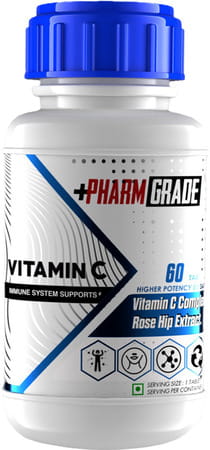 Pharmgrade Vitamin C Complex With Natural Amla Rosehip & Orange Peel Extract - 60 Tablets