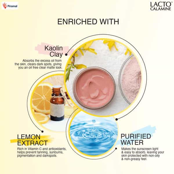 Lacto Calamine Sunscreen Spf 50 Pa+++ | Kaolin Clay With Lemon Extracts 50 Gm