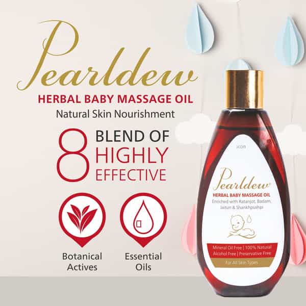 Pearldew Herbal Baby Massage Oil 100 Ml | Ratanjyot | Badam & Vitamin E (Pack Of 2)