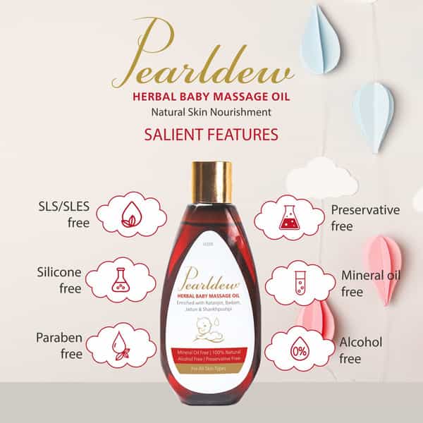 Pearldew Herbal Baby Massage Oil 100 Ml | Ratanjyot | Badam & Vitamin E (Pack Of 2)