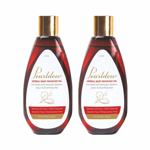 Pearldew Herbal Baby Massage Oil 100 Ml | Ratanjyot | Badam & Vitamin E (Pack Of 2)