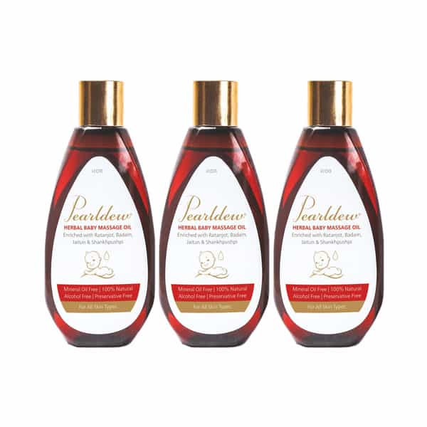 Pearldew Herbal Baby Massage Oil 100 Ml | Ratanjyot | Badam & Vitamin E (Pack Of 2)