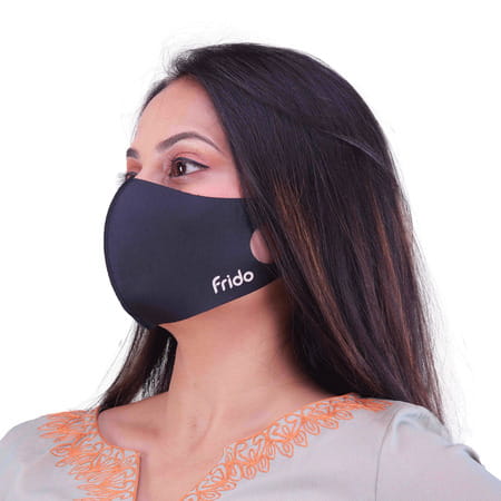 Frido Ultra Comfortable Silver+ Unisex 1 Gray + 1 Black Face Mask Combo|Large Size|Reusable|Imported