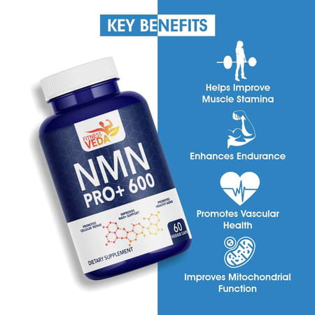 Fitnessveda Nmn Pro+ 600mg 99.9% Ultra Pure | Cellular Repair | Boost Nad+ Energy Levels
