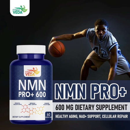 Fitnessveda Nmn Pro+ 600mg 99.9% Ultra Pure | Cellular Repair | Boost Nad+ Energy Levels