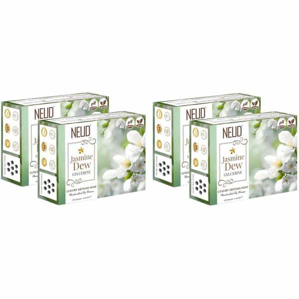 Neud Jasmine Dew Glycerine Artisan Handmade Soaps Bar - Pack 4 | 125Gm Each