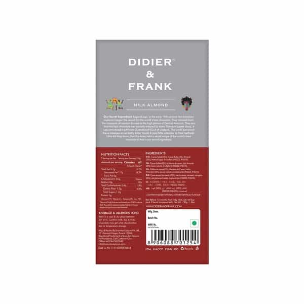Didier & Frank Roasted Almonds Milk Chocolate 50G