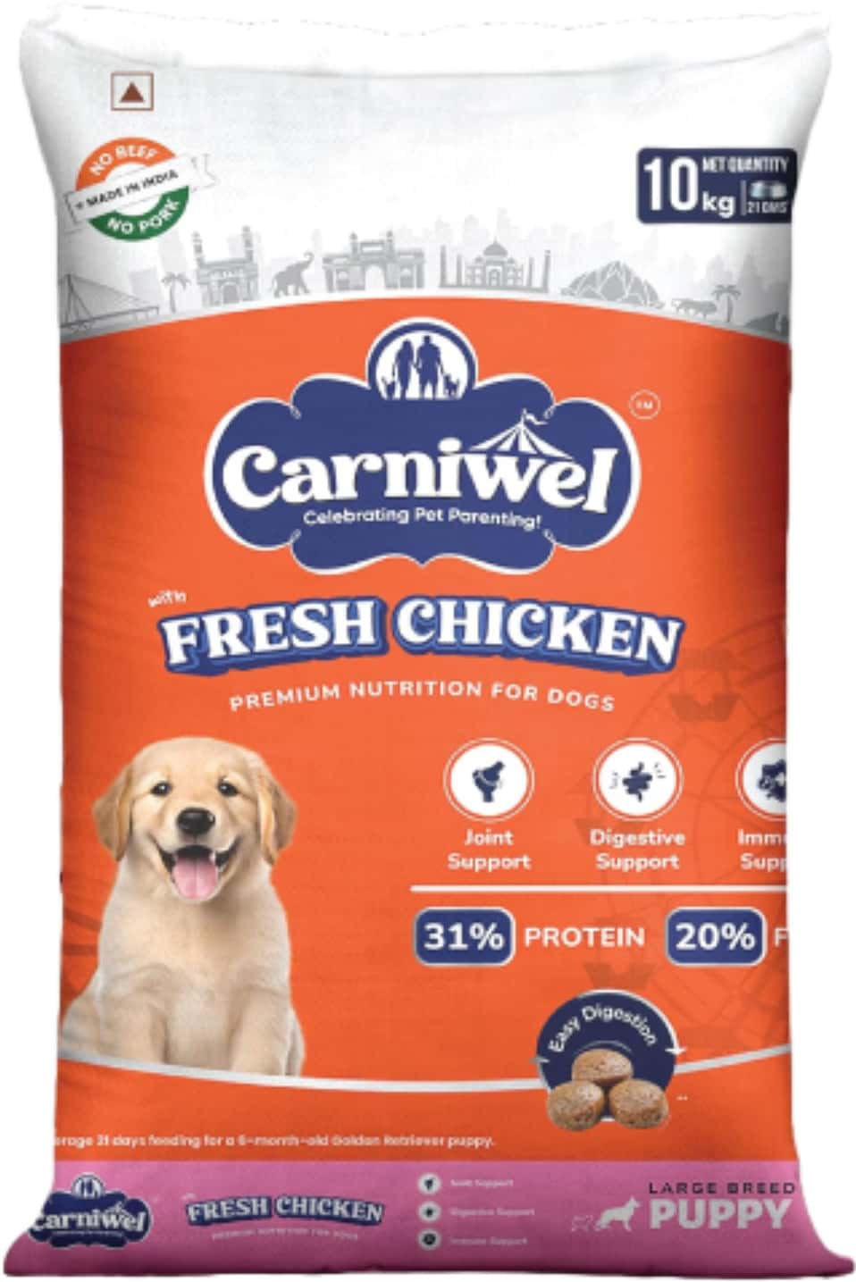Carniwel Fresh Chicken Puppy Dry Dog Food 10 Kg | Natural Ingredients For Healthy Skin & Coat