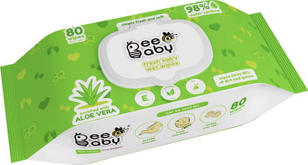 Beebaby Fresh Aloe Vera Baby Wet Wipes With Plastic Lid - 1 Pack Of 80 Pieces