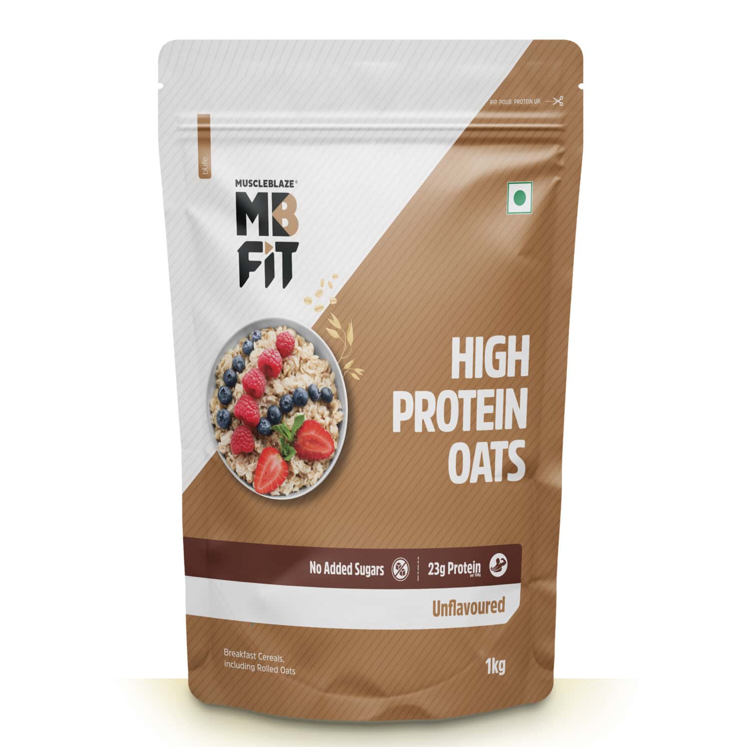 Muscleblaze Fit High Protein Oats 1 Kg | Unflavoured | Breakfast Cereals For Weight Management