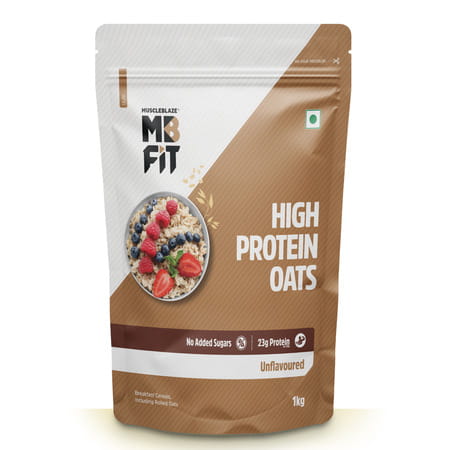 Muscleblaze Fit High Protein Oats 1 Kg | Unflavoured | Breakfast Cereals For Weight Management