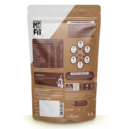 Muscleblaze Fit High Protein Oats 1 Kg | Unflavoured | Breakfast Cereals For Weight Management