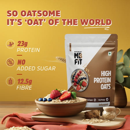 Muscleblaze Fit High Protein Oats 1 Kg | Unflavoured | Breakfast Cereals For Weight Management