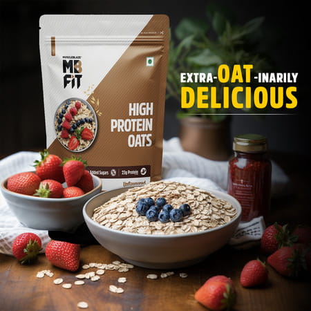 Muscleblaze Fit High Protein Oats 1 Kg | Unflavoured | Breakfast Cereals For Weight Management