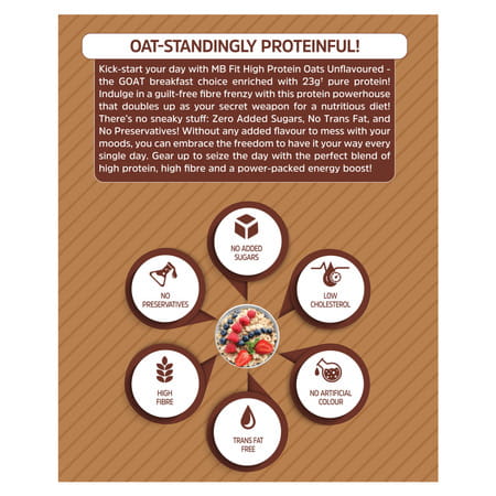 Muscleblaze Fit High Protein Oats 1 Kg | Unflavoured | Breakfast Cereals For Weight Management