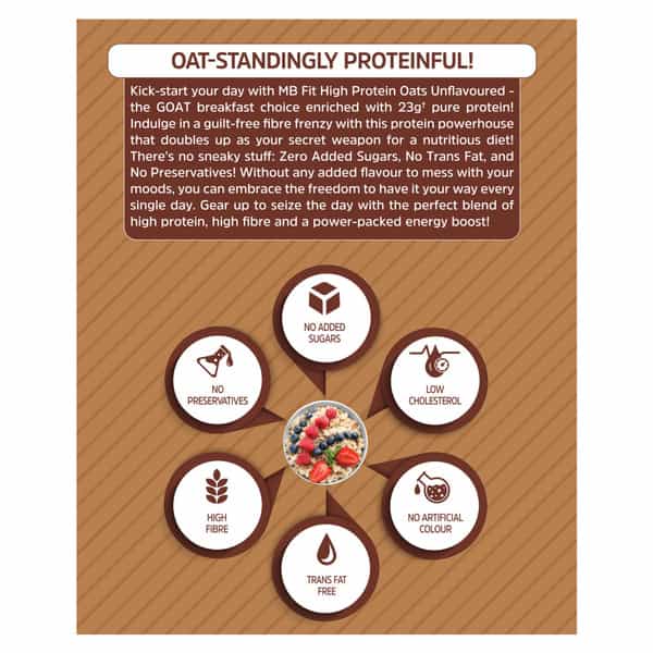Muscleblaze Fit High Protein Oats 1 Kg | Unflavoured | Breakfast Cereals For Weight Management