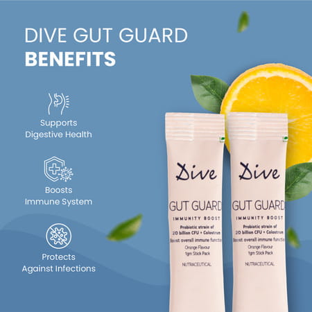 Dive Gut Guard Immunity Boost | Probiotics | Digestion & Immunity System In Men & Women 15 Days Pack