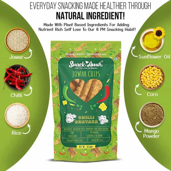Snackamor Jowar Chips - Chilli Chataka 50G Pouch