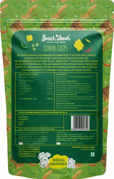 Snackamor Jowar Chips - Chilli Chataka 50G Pouch