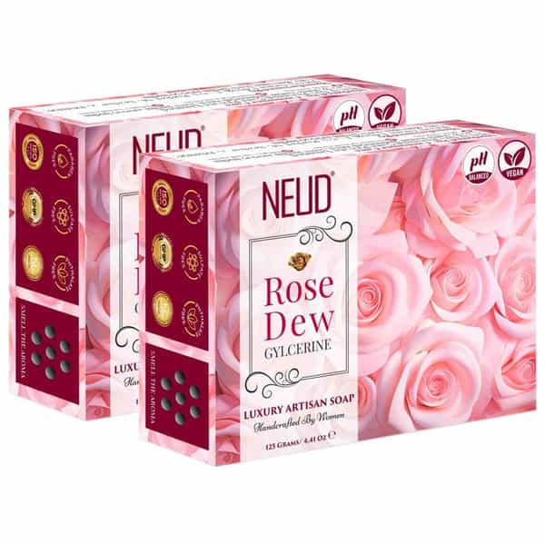 Neud Rose Dew Glycerine Luxury Artisan Handmade Soaps Bar - Pack 2 | 125Gm Each