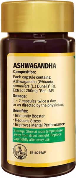 Zandu Asvagandha Ayurvedic Veg Capsules Bottle - 55