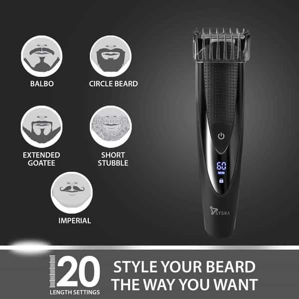 Syska Ht4500k Runtime: 60 Min Trimmer For Men (Black)