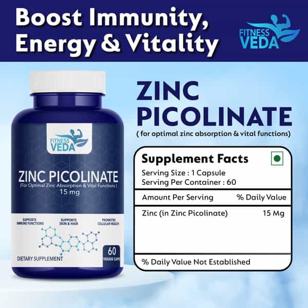 Zinc Picolinate 15Mg - High Absorption Zinc Supplement For Immune Support | Skin Health