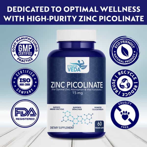 Zinc Picolinate 15Mg - High Absorption Zinc Supplement For Immune Support | Skin Health