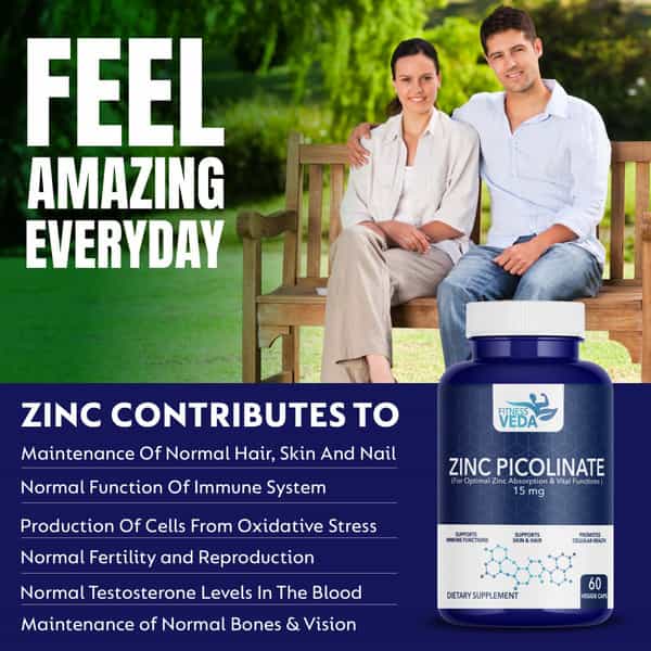 Zinc Picolinate 15Mg - High Absorption Zinc Supplement For Immune Support | Skin Health