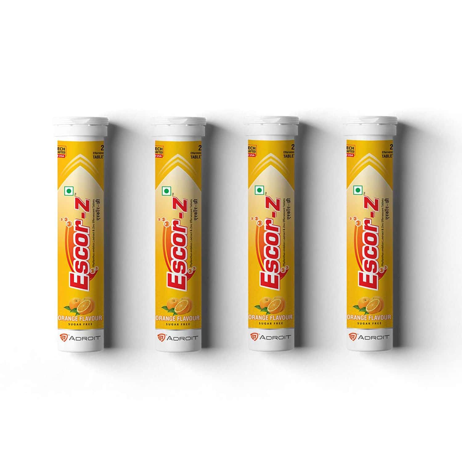 Escor Z Effervescent Tablets - Orange Flavor - 20 Tablets (pack Of 4)