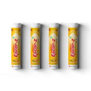 Escor Z Effervescent Tablets - Orange Flavor - 20 Tablets (pack Of 4)